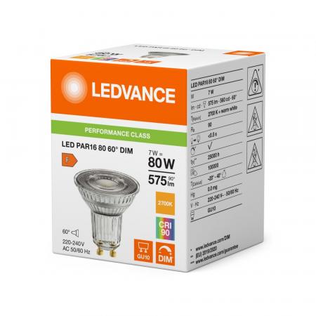 Ledvance GU10 PAR16 Reflektor 60°  6.1W wie 80W dimmbarer warmweißer Strahler 2700K 90Ra mit hoher Farbwiedergabe